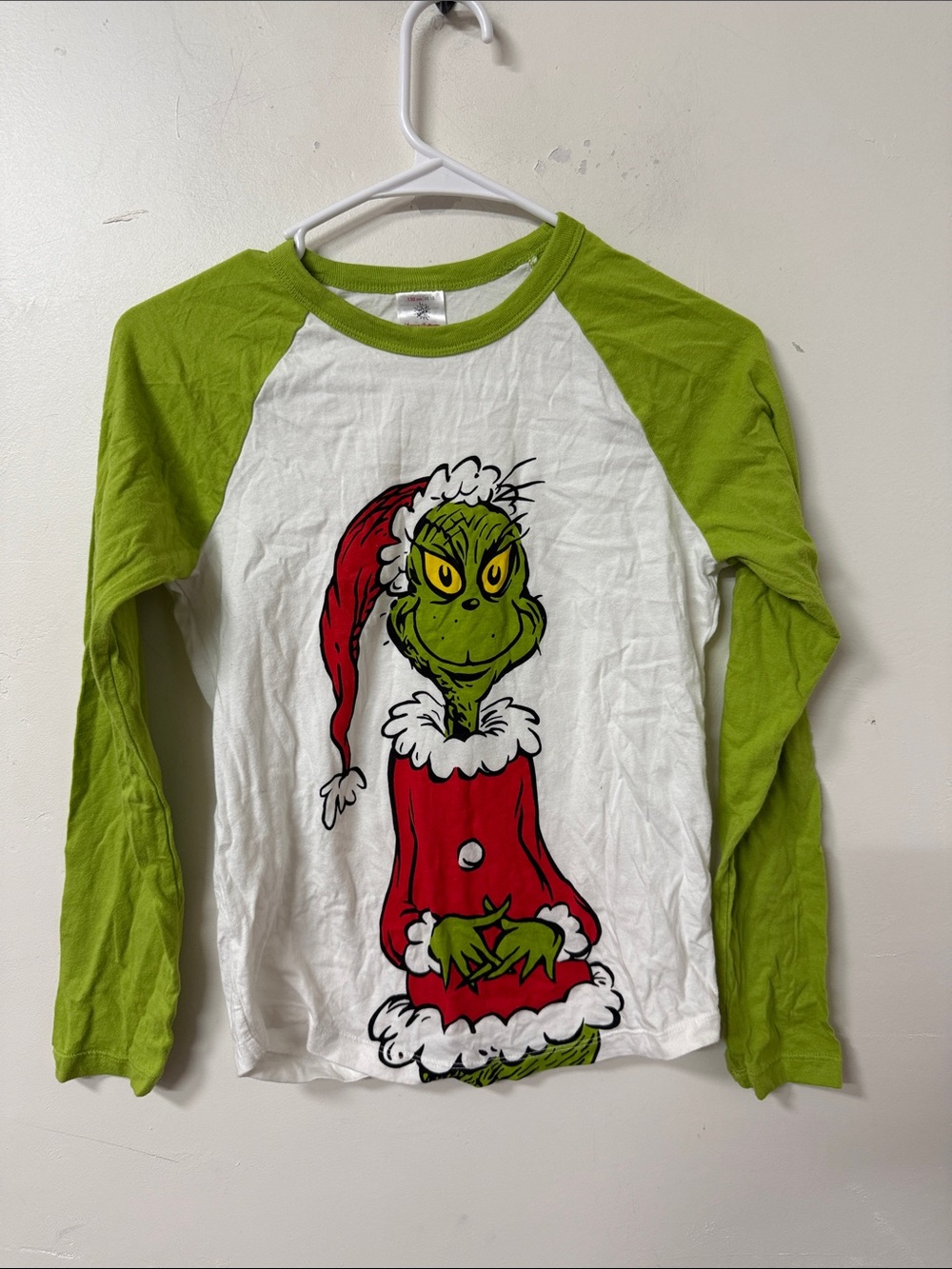 Hanna Andersson White & Lime Green Raglan Long-Sleeve Tee with Holiday Character